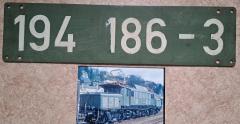 original Lokschild 194 186-3 der Deutschen Bundesbahn