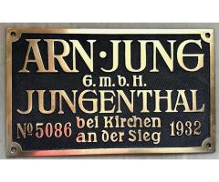 Verkaufe Lokfabrikschild Jung 5086/1932